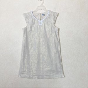 Janie and Jack Sleeveless Spring Summer Dress Cream Gold Metallic Thread Size 10